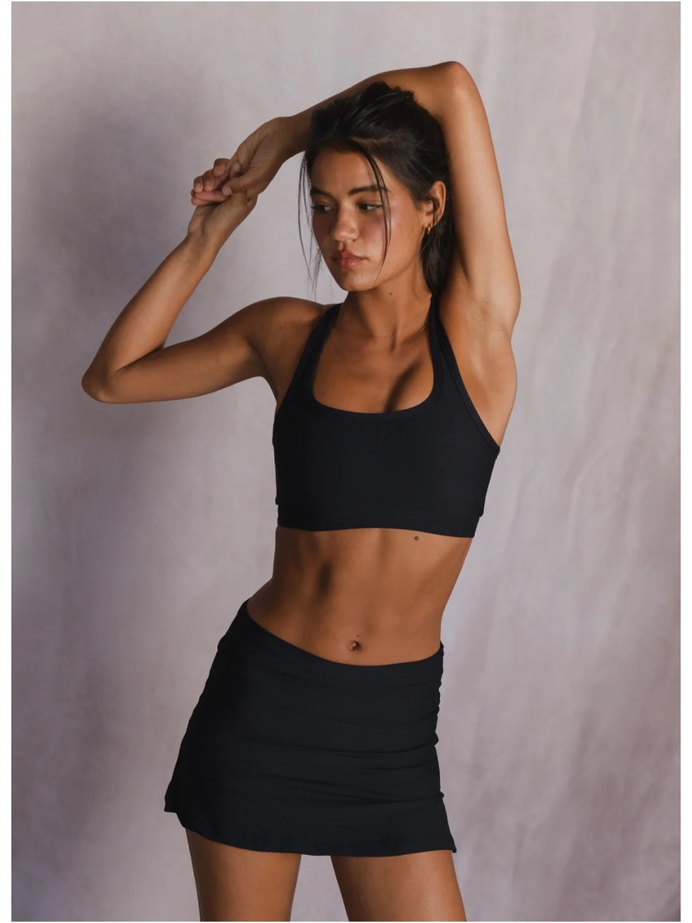 Skatie Naomi Tennis Active Skirt with built in shorts sz Small in black mini